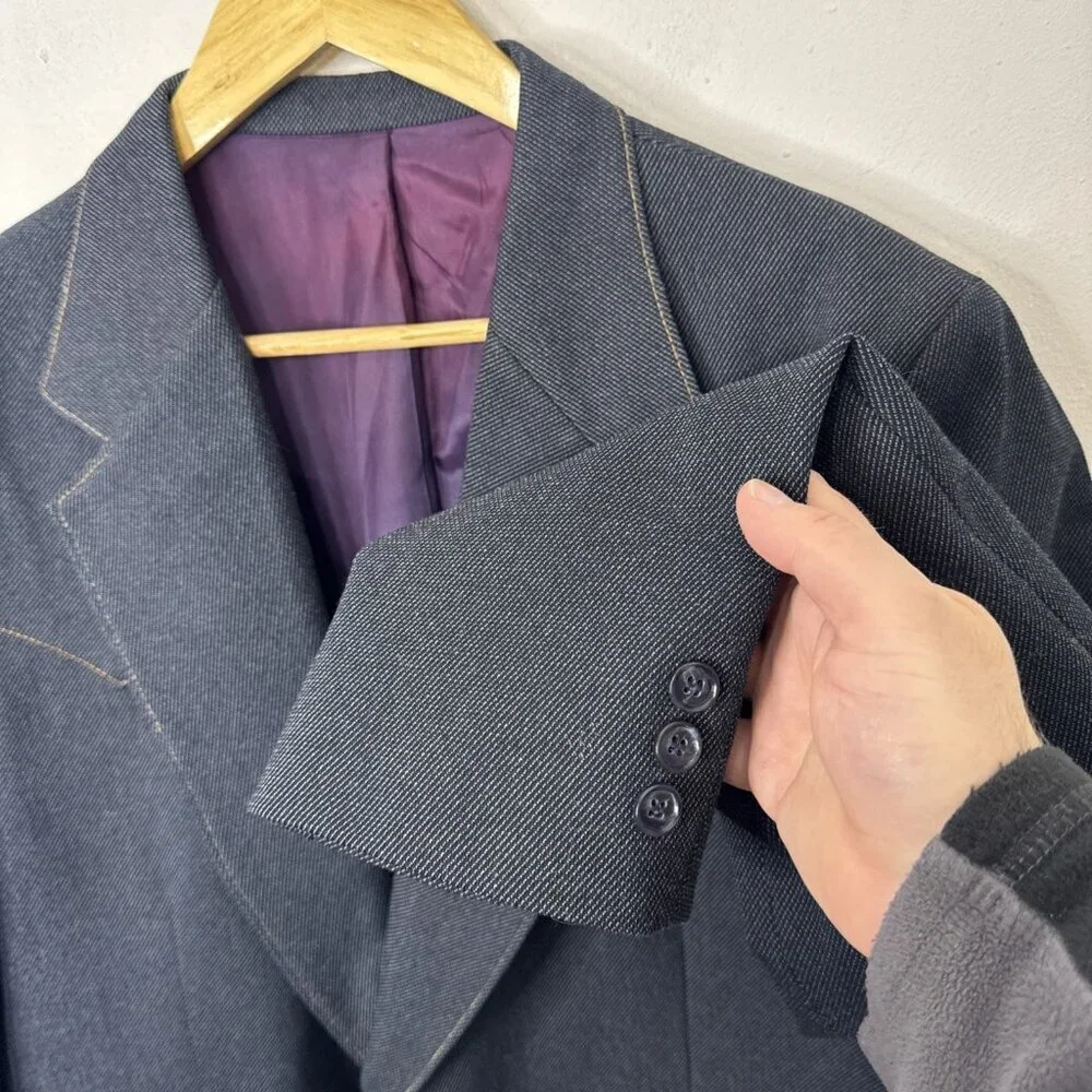 Vintage Lee Western Men 48L Tall Dark Blue‎ Blazer Sports Coat USA